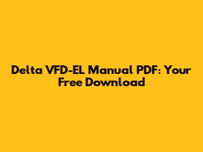 Delta VFD-EL Manual PDF: Your Free Download