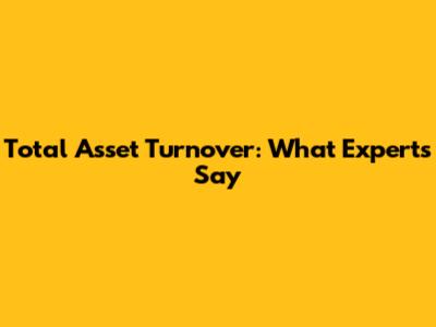 Total Asset Turnover: What Experts Say